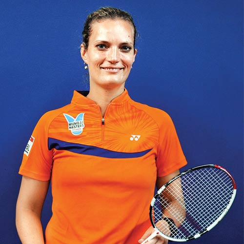 Tine Baun during practice in Mumbai on Monday.