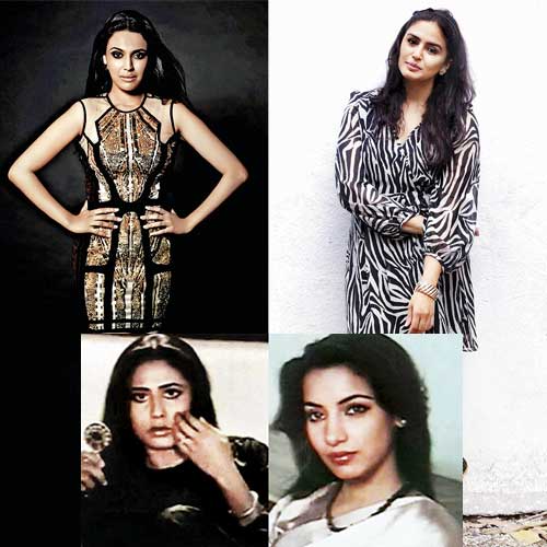 Swara Bhaskar and (inset) Smita Patil; and (right) Huma Qureshi and (inset) Shabana Azmi