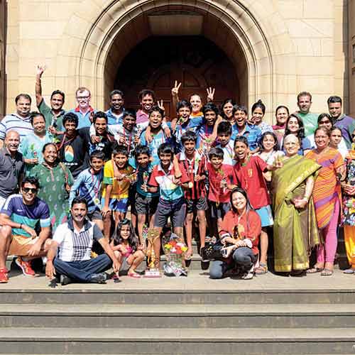 The victorious Don Bosco players and their parents after their triumph in Yavatmal, Nagpur, recently.
