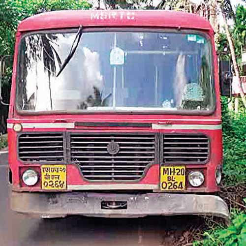 The state transport bus involved in the accident.