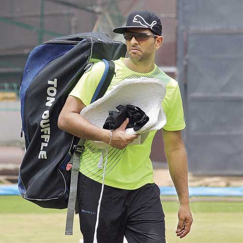 India 'A' skipper Yuvraj Singh in Bangalore on Saturday.