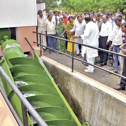 Power generation facility inaugurated at sewage treatment plant in Kabitkhedi on Saturday.