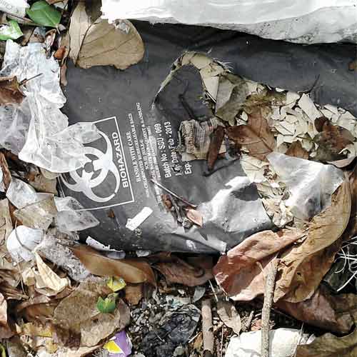 Bio-medical waste on the campus.