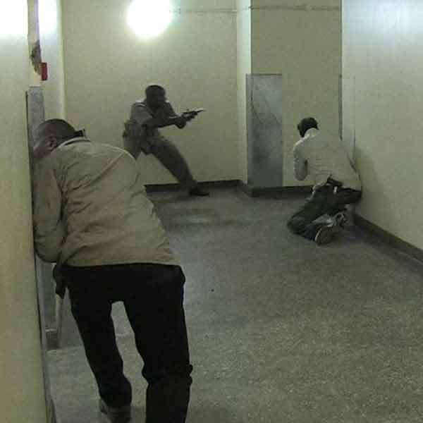 An image grab taken from AFP TV shows Kenyan security forces taking position inside a shopping mall following an attack by masked gunmen.