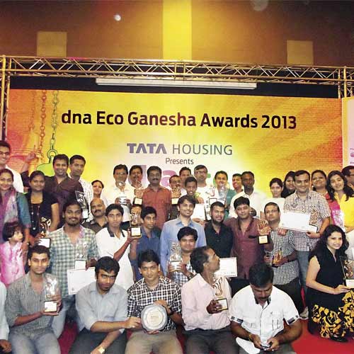 The winners of the dna Eco-Ganesha Awards at YB Chavan Auditorium on Wednesday.