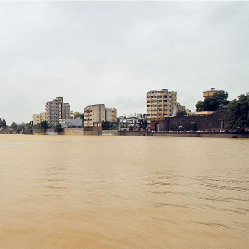 The Hamirsar Lake in Bhuj is full to the brim.