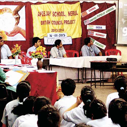 Students of Apeejay School compared the Indian economy with other countries as part of CAUCUS-5.