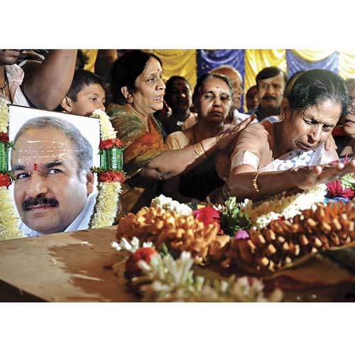 Sudarshan's sister Nagamani is unable to contain her grief as his body arrived to the city from Nairobi on Saturday.