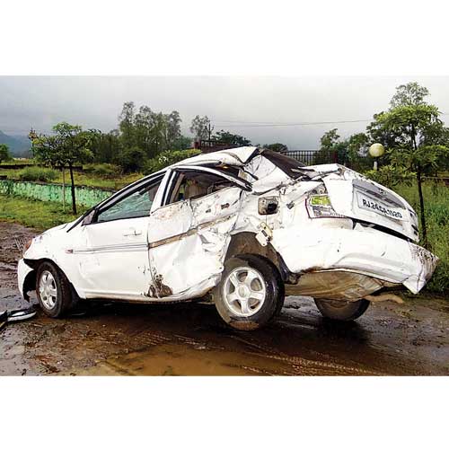 The car in which the five students were travelling. They were on their way to Lonavala and were speeding, the police said.