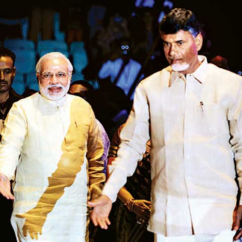 Narendra Modi with Chandrababu Naidu in Delhi.