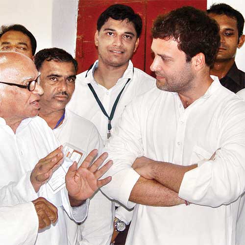 Congress leader Rahul Gandhi interacts with Gandhiians at the Mahatma Gandhi Ashram in Ahmedabad during his two-day visit to Gujarat.