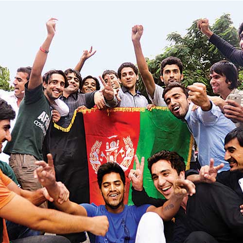 Afghans in Pune celebrate after their team qualified for the 2015 World Cup.