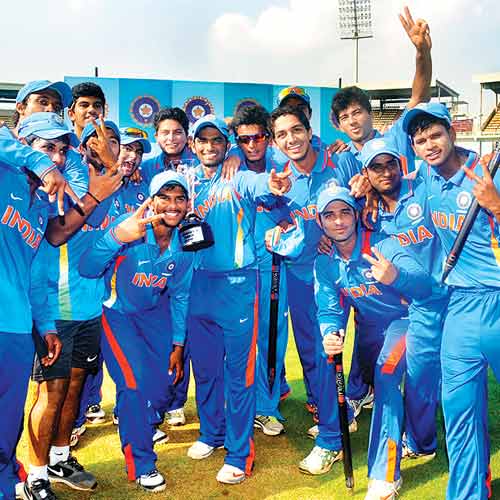 India Under-19 players all smiles after their win over South Africa in the final
