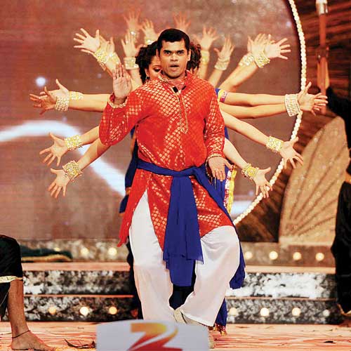 Marathi actor Siddharth Jadhav performs at the Zee Gaurav Puraskar awards ceremony for excellence in Marathi entertainment last year.