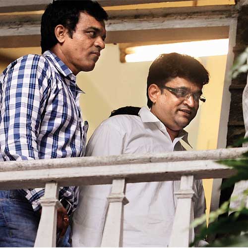 Yusuf Qadri alias Yusuf Bachkana (in white), a henchman of the Chhota Rajan gang, who was arrested by the crime branch on Friday.