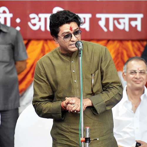 MNS chief Raj Thackeray addressing a rally at Nare Park on Sunday.