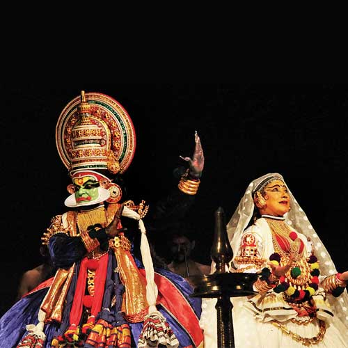 Sadanam Balakrishnan and Leela Samson enact Othello on stage.