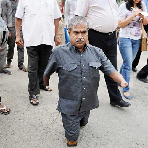 Rajanna, commissioner for disabled, inspecting Bowring Hospital on Tuesday. 