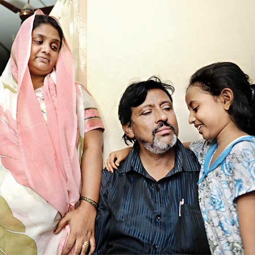 Syed Hafiz with his family in Yarab Nagar, Bangalore, on Wednesday evening.