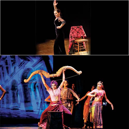 (Top) A scene from The Killing of Dussasana (centre) A Maya Ravan performance in Mumbai.