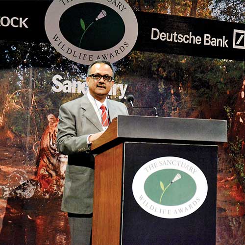 Keshav Kumar speaking at Sanctuary Asia annual awards function.