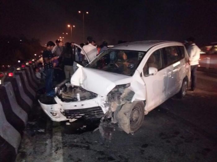 Pic Speak Car accident at DelhiJaipur expressway leads to massive jam