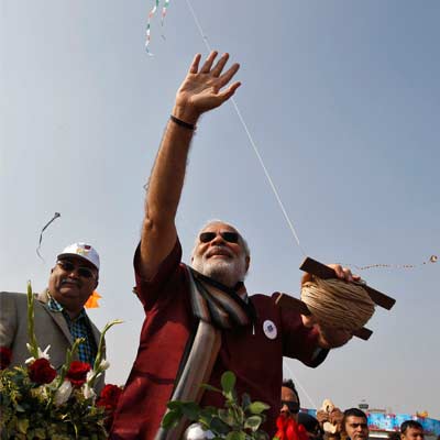 Narendra Modi inaugurates International Kite Festival in Gujarat.