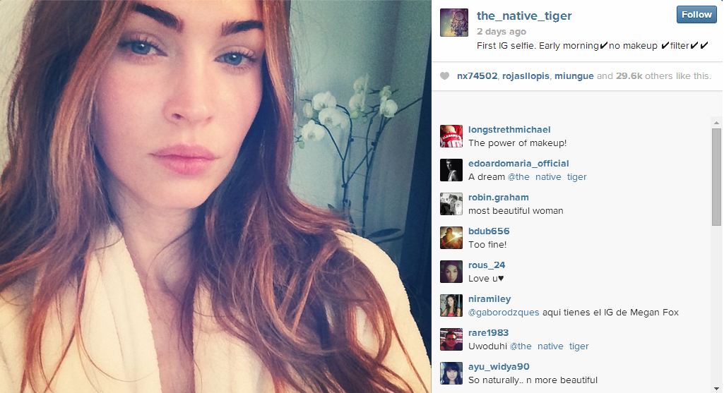 Megan Fox Joins Instagram Posts Stunning Makeup Free Selfie 3901