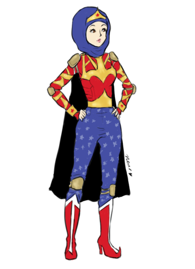 Tumblr user draws herself as hijab wearing Wonder Woman, Captain