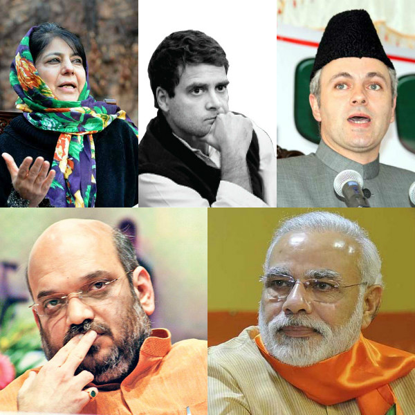 Mehbooba Mufti, Rahul Gandhi, Omar Abdullah, Amit Shah and PM Narendra Modi