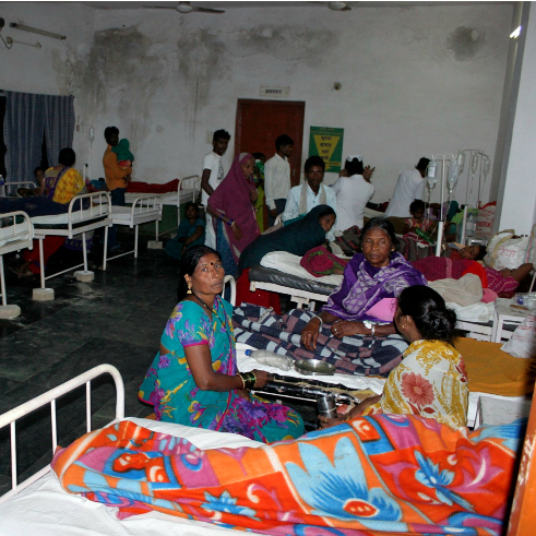 A photo from the Chattisgarh sterilisation tragedy where several women died due to botched surgeries