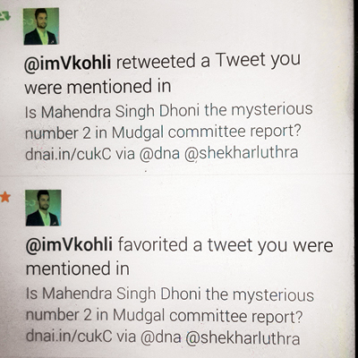 Virat Kohli retweets anti-Dhoni article 1