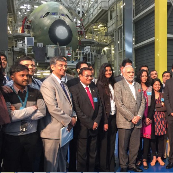 Live: PM Modi visits Airbus facility; gets support for Make in.