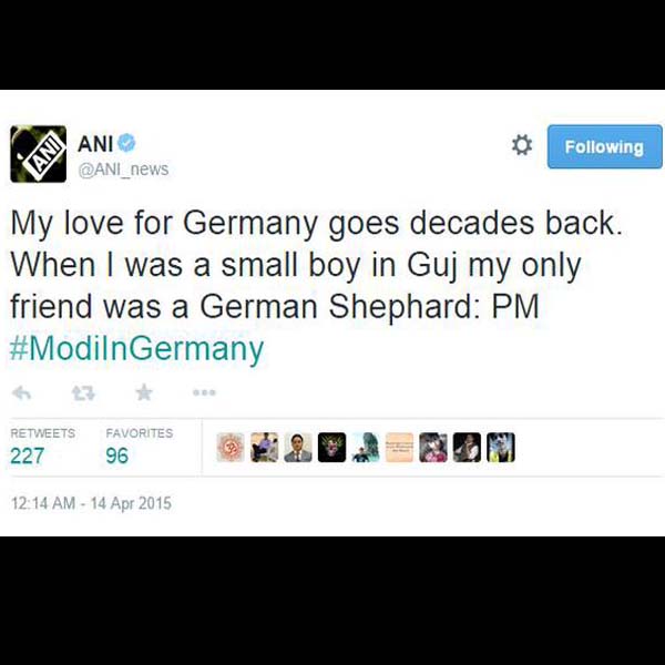 Photoshopped German Shephard tweet: ANI lodges police complaint.