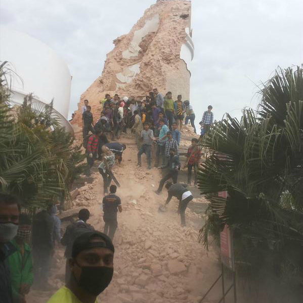 Historic Dharahara tower collapses in Kathmandu after quake, at.