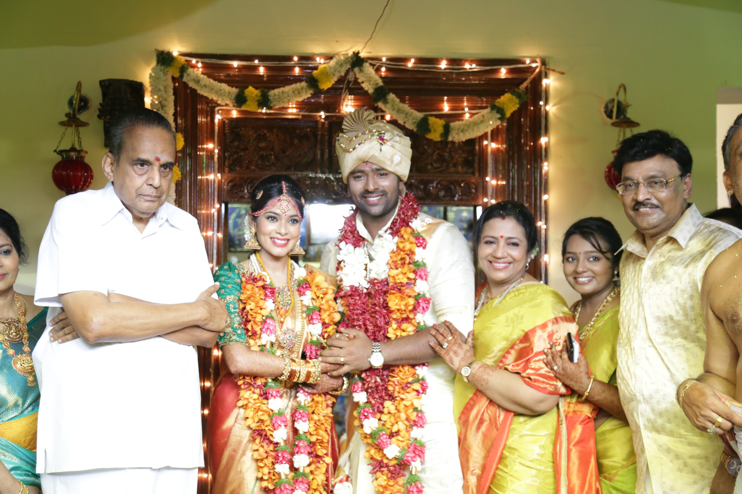 AVM Saravanan joins the couple on the joyous occassion