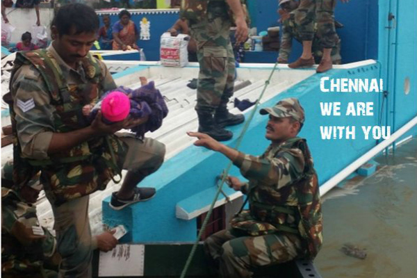 Indian Army rescue and relief operations during Chennai floods