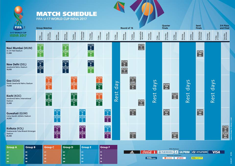 Full schedule of FIFA U17 World Cup