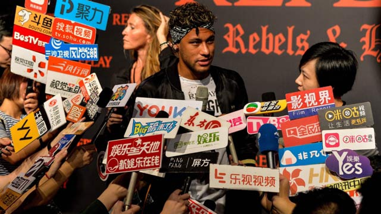 Image result for neymar welcomed in china tour