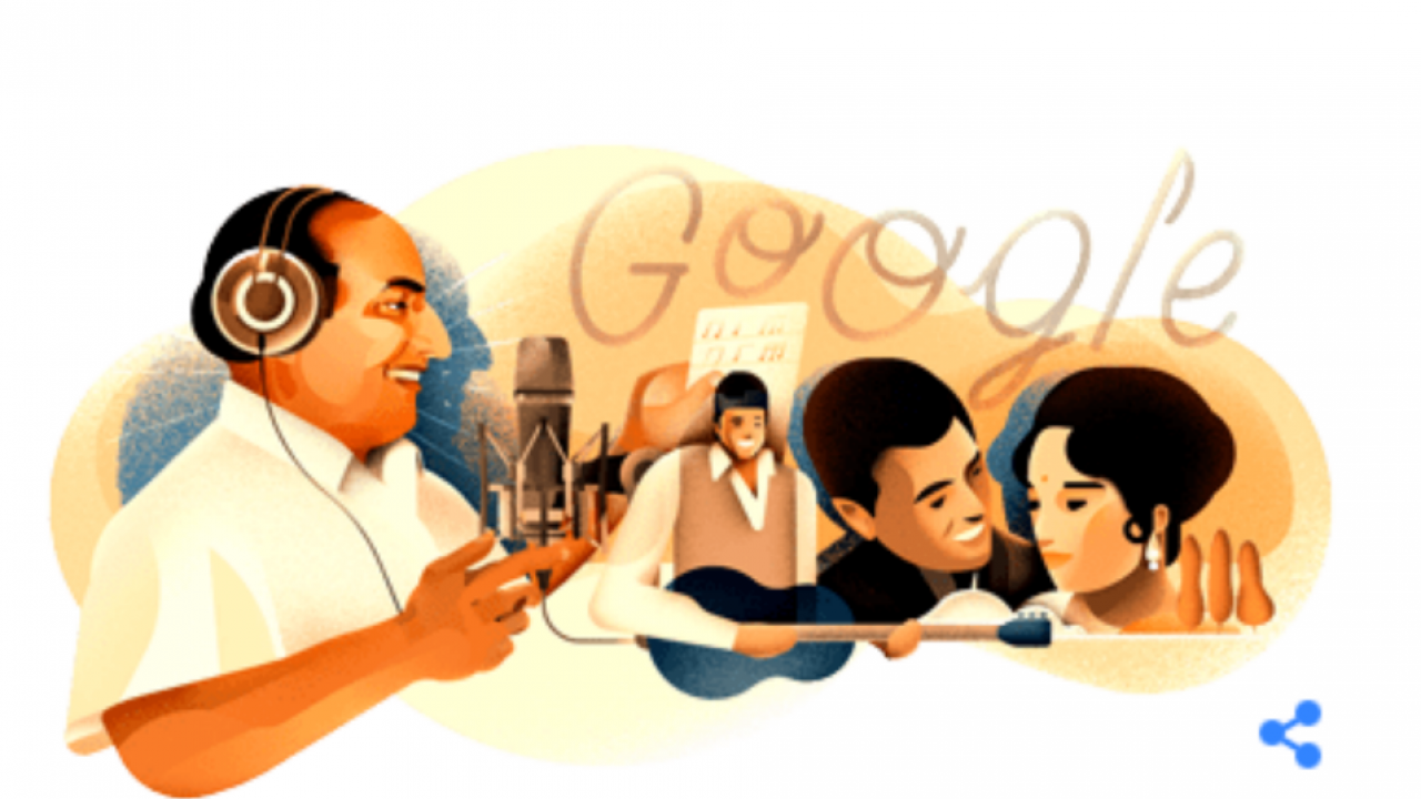 Google Celebrates Singing Legend Mohammed Rafi's 93rd Birthday With A Doodle Google Celebrates Singing Legend Mohammed Rafi's 93rd Birthday With A Doodle