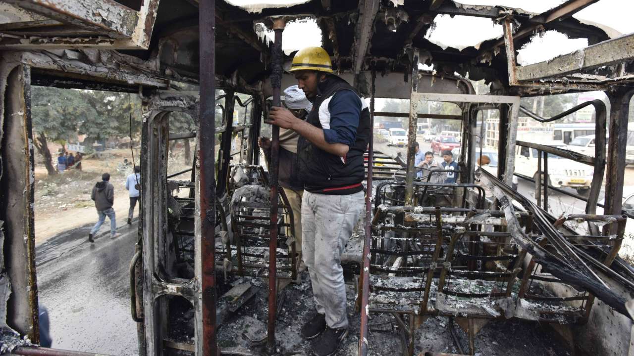 Padmaavat violence: 18 arrested for pelting stones on school bus in Gurugram Padmaavat violence: 18 arrested for pelting stones on school bus in Gurugram