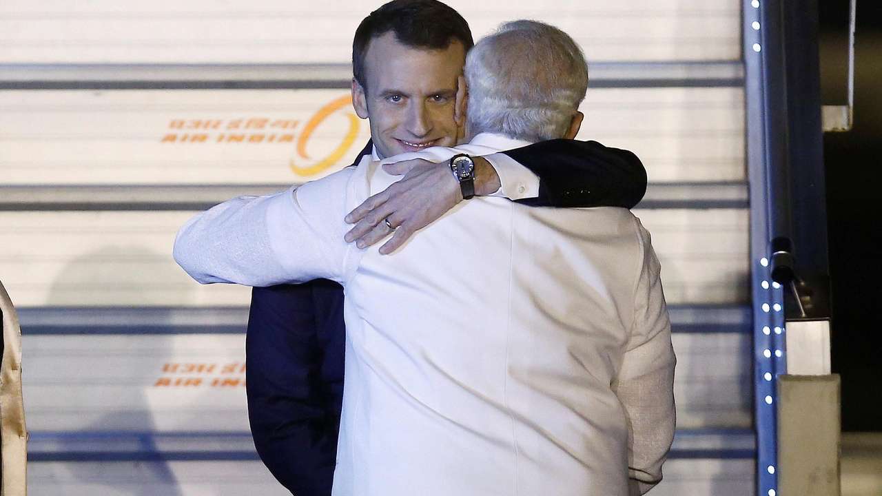 France's Emanuel Macron Arrives In India, Gets PM Modi's Hug: 10 Points