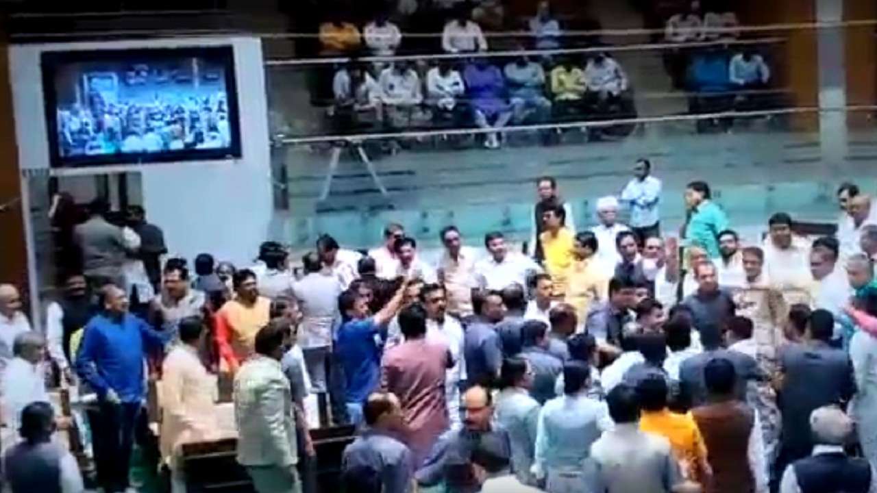 Fight breaks out in Gujarat assembly, 3 Congress MLAs suspended Fight breaks out in Gujarat assembly, 3 Congress MLAs suspended