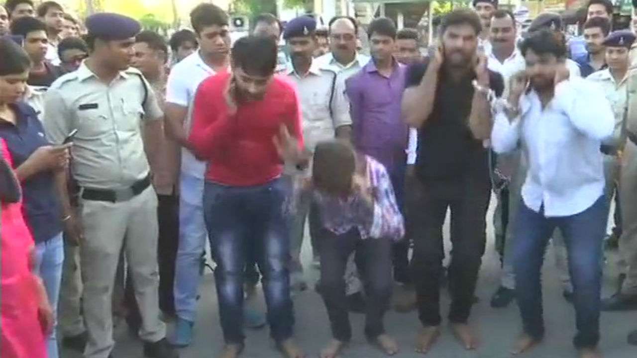 Rape accused paraded through streets in Bhopal — Madhya Pradesh Rape accused paraded through streets in Bhopal — Madhya Pradesh