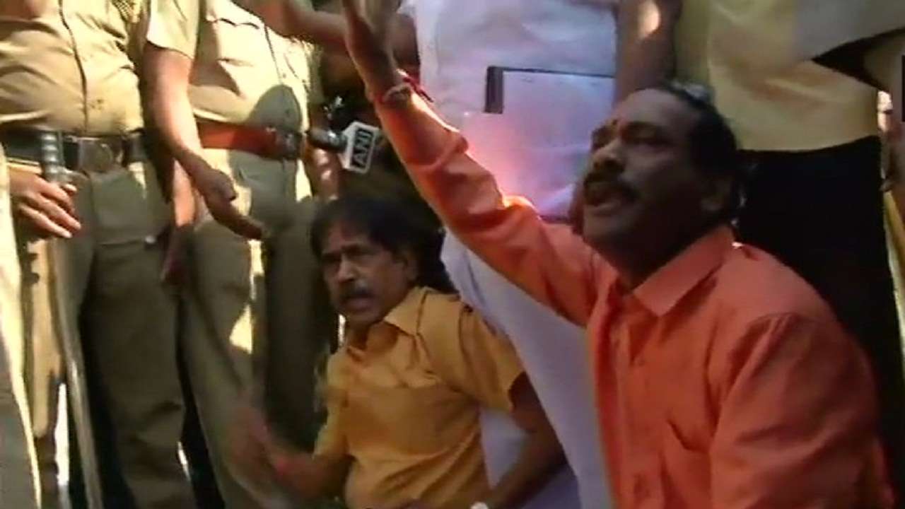 BJP MLAs stopped outside Puducherry assembly on speakers order; protest occurs
