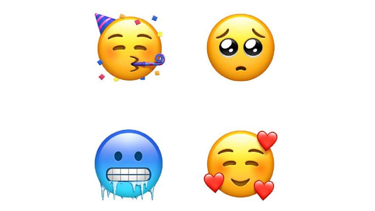 New emojis include Party face Pleading face and Face with hearts