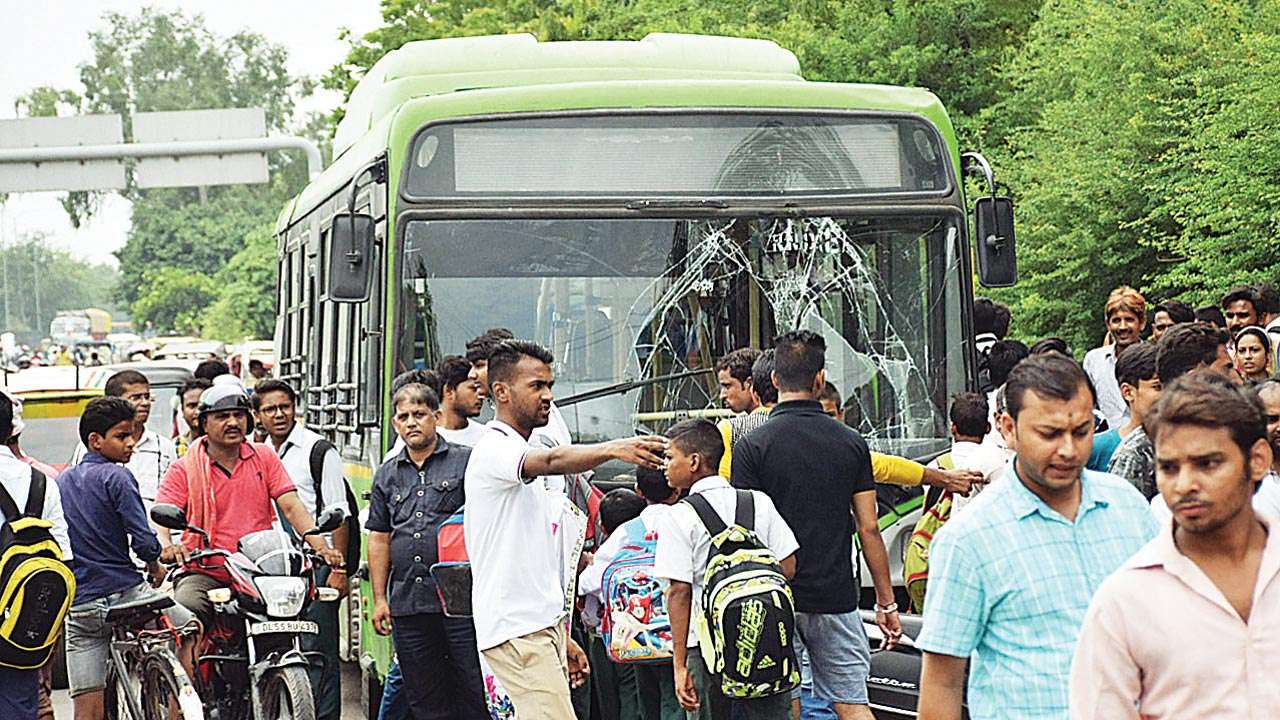Delhi DTC buses rams into car at Nand Nagri, man, grandmother dead