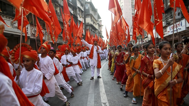 Dressed in traditional costumes