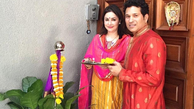 Sachin Tendulkar celebrating Gudi Padwa