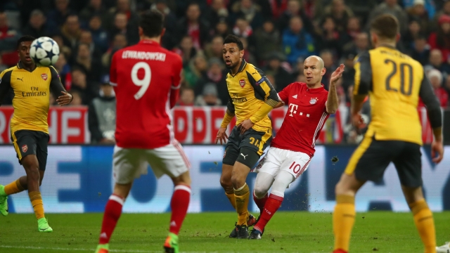 Arjen Robben's stunning strike putting Bayern ahead 1-0.